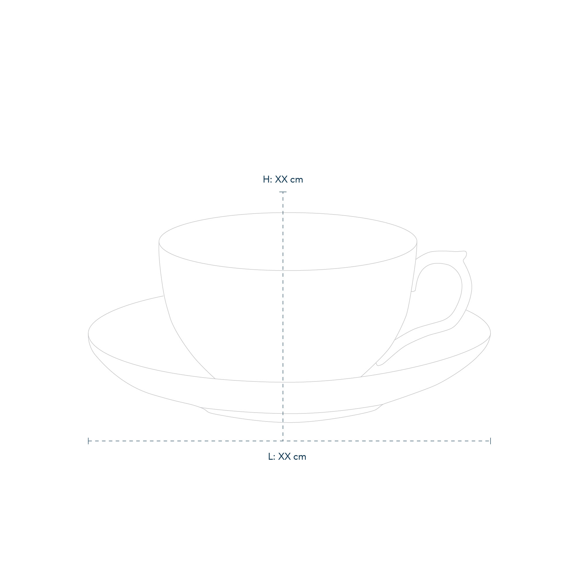 Line Drawing of Star Fluted Tea Cup 32cl